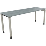 Neutralware Schreibtisch all in one 1.800 x 680-820 x 600 mm (B x H x T) Vierfuß Rundrohr beton hell – Produktbild 2