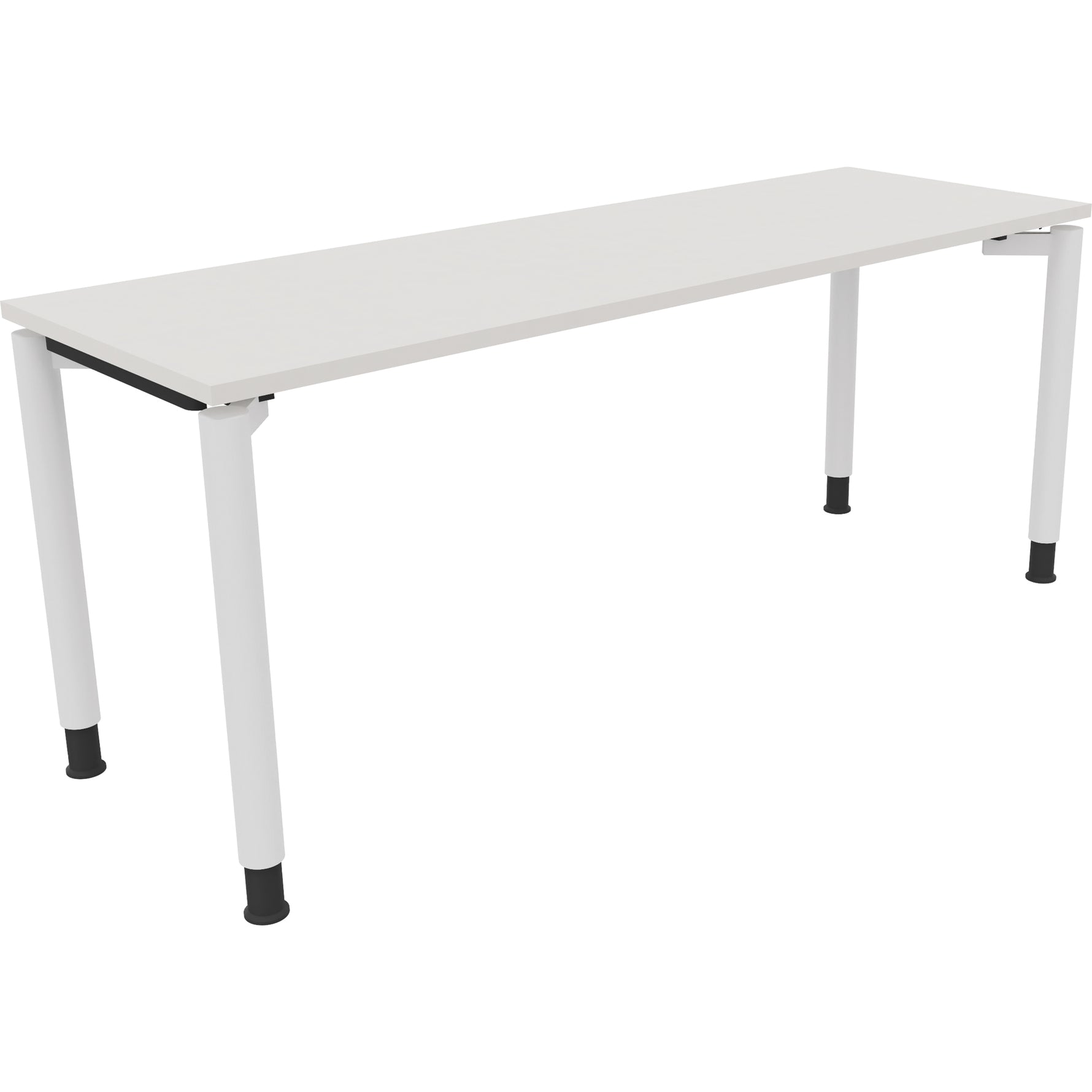 Neutralware Schreibtisch all in one 1.800 x 680-820 x 600 mm (B x H x T) Vierfuß Rundrohr diamantweiß – Produktbild 3