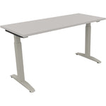 Neutralware Schreibtisch all in one 1.400 x 650-850 x 600 mm (B x H x T) Flachkufe Quadratrohr lichtgrau – Produktbild 2