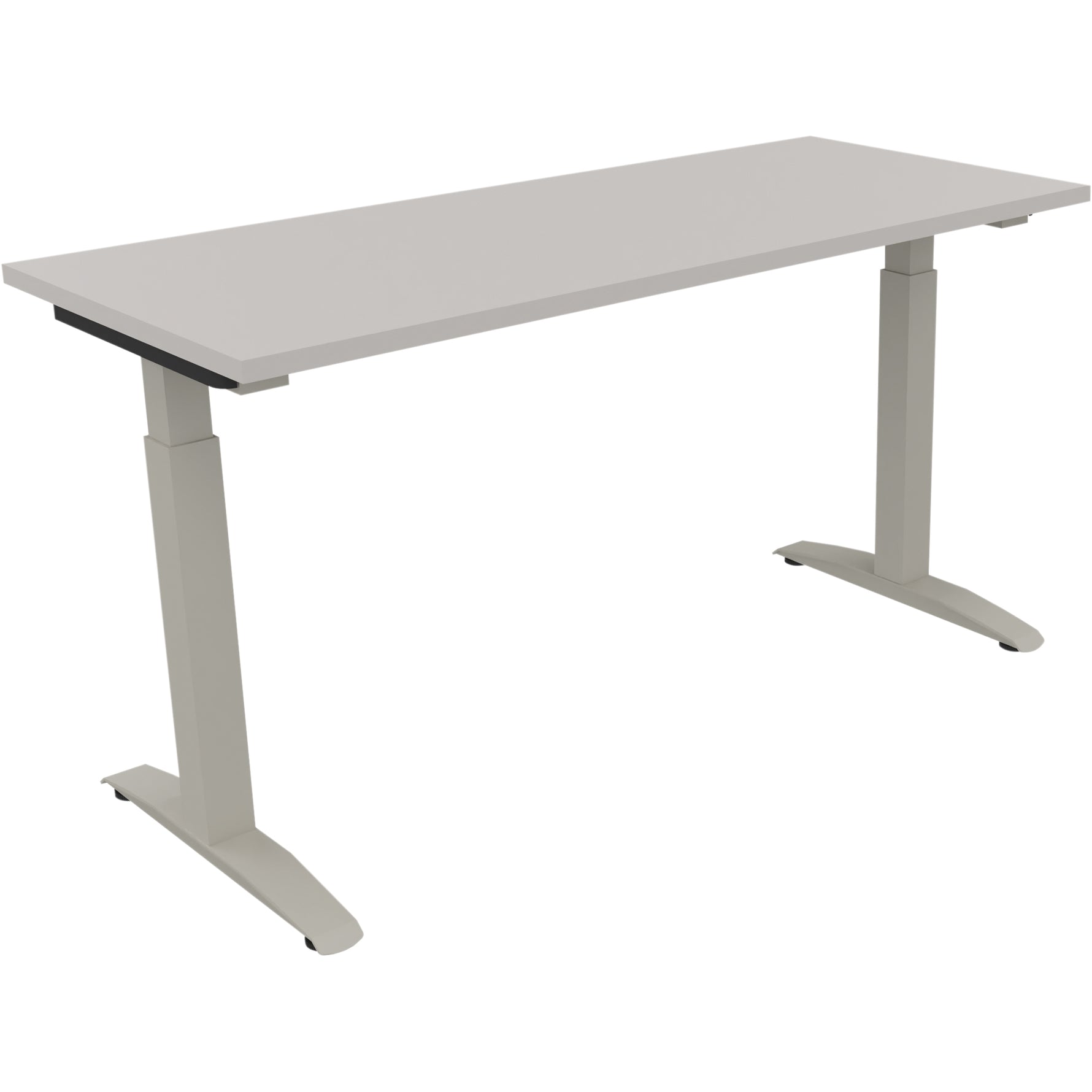 Neutralware Schreibtisch all in one 1.400 x 650-850 x 600 mm (B x H x T) Flachkufe Quadratrohr lichtgrau – Produktbild 2
