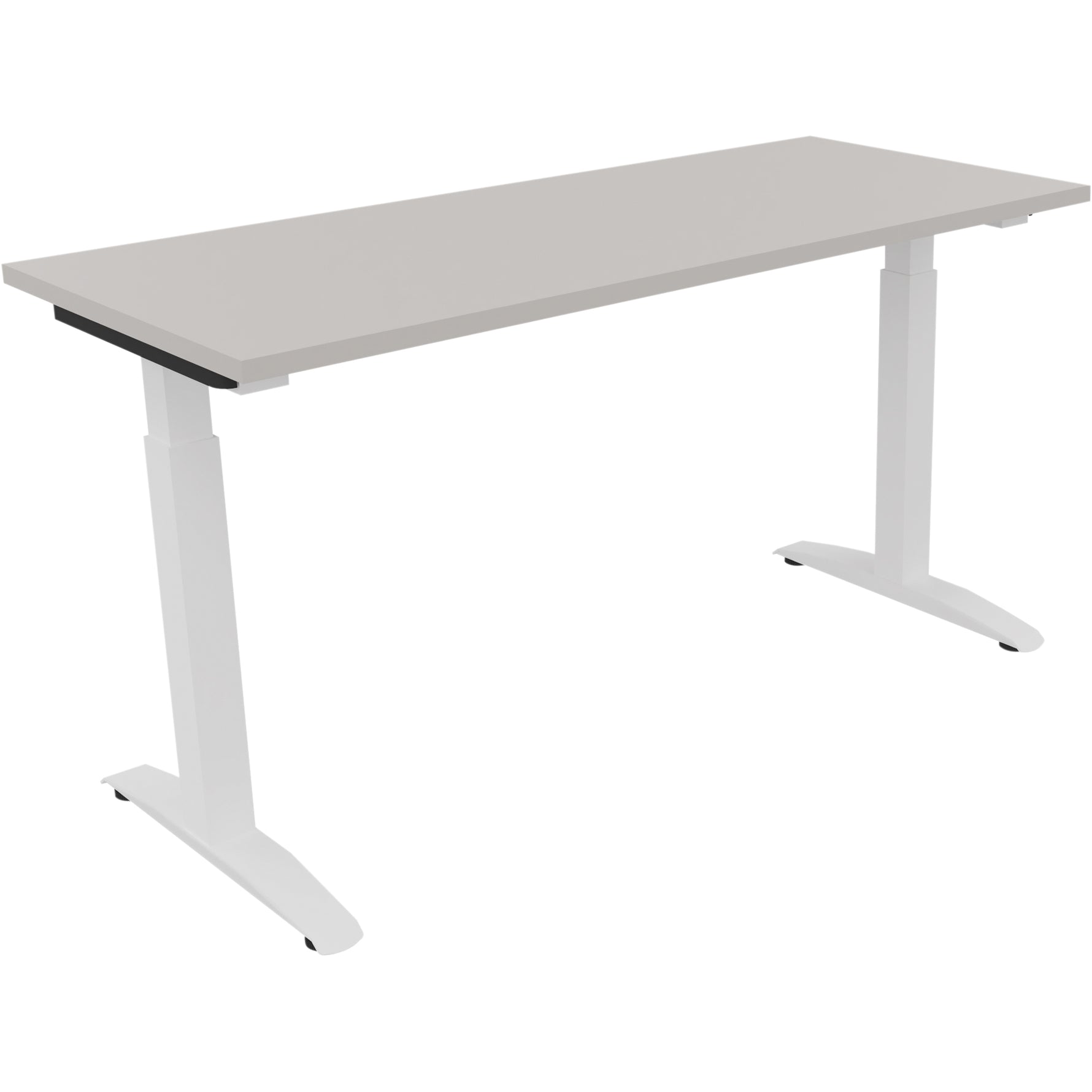 Neutralware Schreibtisch all in one 1.400 x 650-850 x 600 mm (B x H x T) Flachkufe Quadratrohr lichtgrau – Produktbild 3