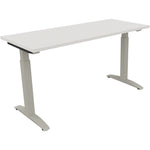 Neutralware Schreibtisch all in one 1.400 x 650-850 x 600 mm (B x H x T) Flachkufe Quadratrohr diamantweiß – Produktbild