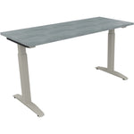Neutralware Schreibtisch all in one 1.400 x 650-850 x 600 mm (B x H x T) Flachkufe Quadratrohr beton hell – Produktbild