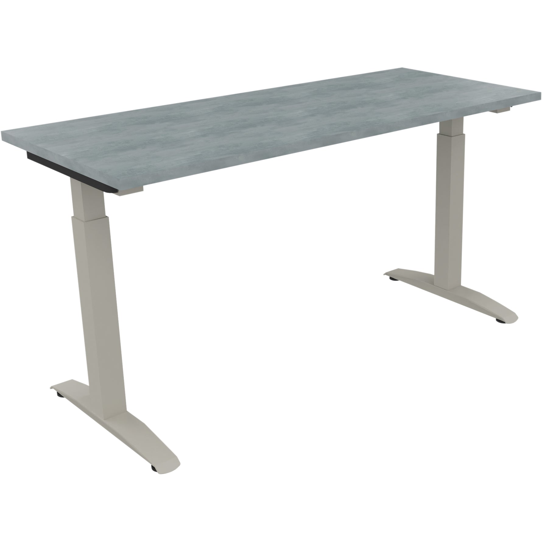Neutralware Schreibtisch all in one 1.400 x 650-850 x 600 mm (B x H x T) Flachkufe Quadratrohr beton hell – Produktbild