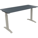 Neutralware Schreibtisch all in one 1.400 x 650-850 x 600 mm (B x H x T) Flachkufe Quadratrohr lavagrau – Produktbild 2