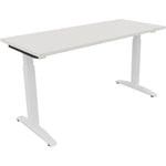 Neutralware Schreibtisch all in one 1.400 x 650-850 x 600 mm (B x H x T) Flachkufe Quadratrohr diamantweiß – Produktbild
