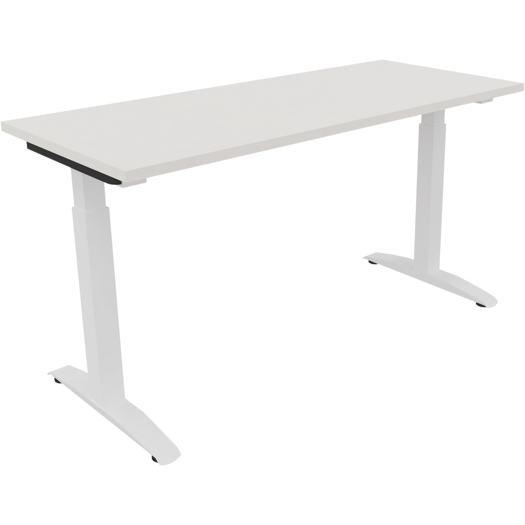 Neutralware Schreibtisch all in one 1.400 x 650-850 x 600 mm (B x H x T) Flachkufe Quadratrohr diamantweiß – Produktbild