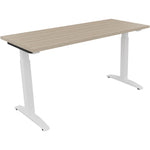 Neutralware Schreibtisch all in one 1.400 x 650-850 x 600 mm (B x H x T) Flachkufe Quadratrohr eiche natur – Produktbild
