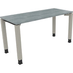 Neutralware Schreibtisch all in one 1.400 x 680-820 x 600 mm (B x H x T) Vierfuß Quadratrohr beton hell – Produktbild 2