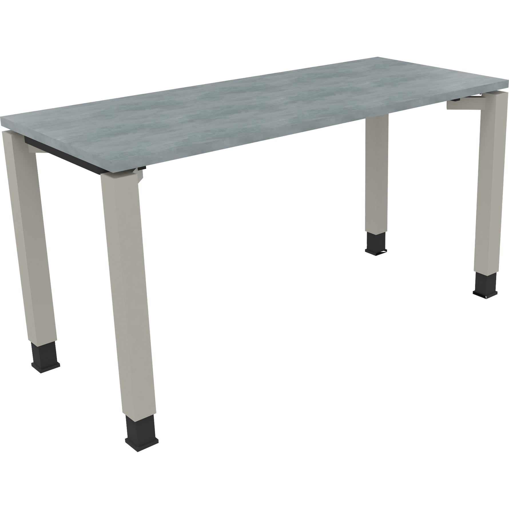 Neutralware Schreibtisch all in one 1.400 x 680-820 x 600 mm (B x H x T) Vierfuß Quadratrohr beton hell – Produktbild 2