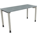 Neutralware Schreibtisch all in one 1.400 x 680-820 x 600 mm (B x H x T) Vierfuß Rundrohr beton hell – Produktbild 2