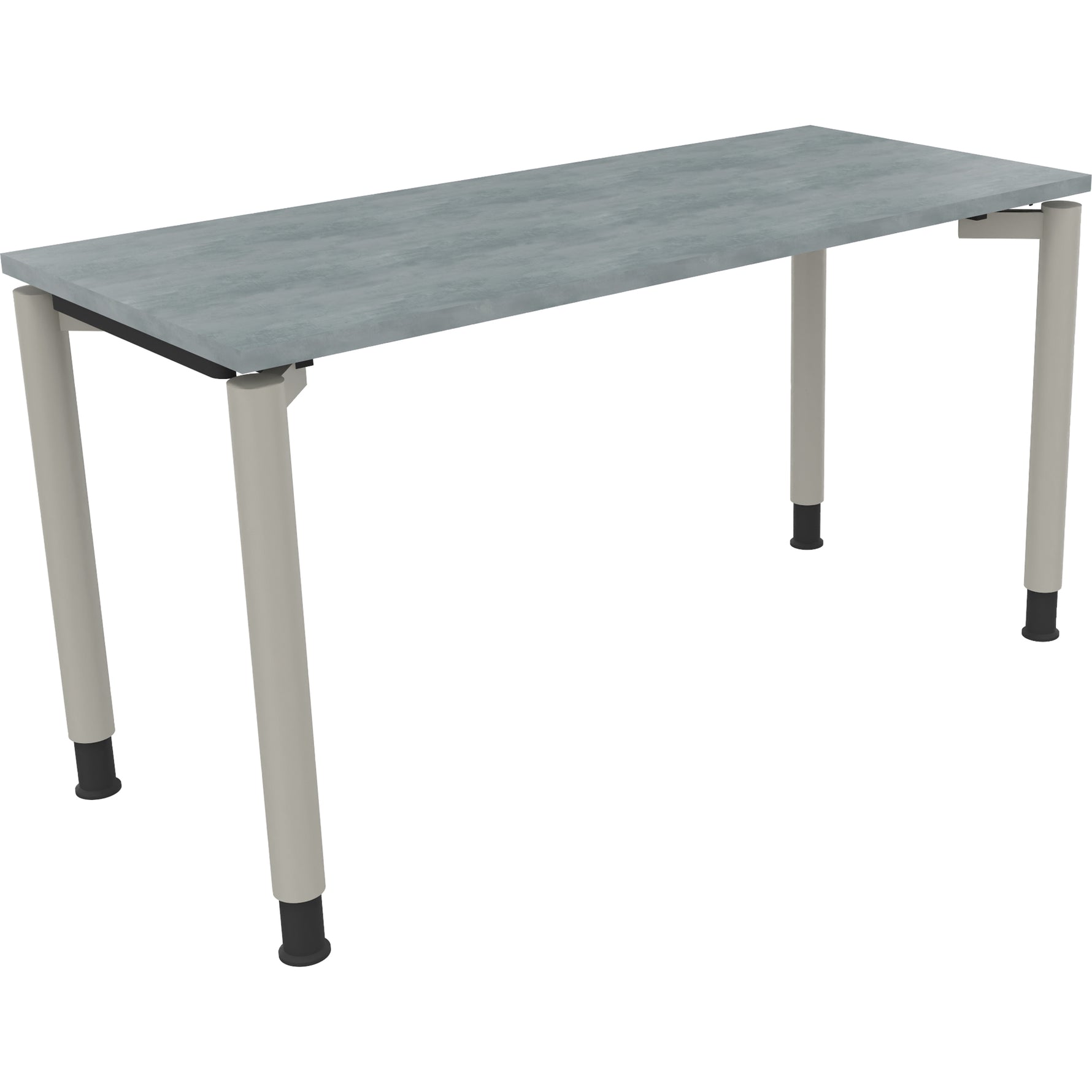Neutralware Schreibtisch all in one 1.400 x 680-820 x 600 mm (B x H x T) Vierfuß Rundrohr beton hell – Produktbild 2