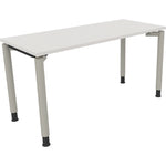Neutralware Schreibtisch all in one 1.400 x 680-820 x 600 mm (B x H x T) Vierfuß Rundrohr diamantweiß – Produktbild 2