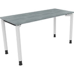 Neutralware Schreibtisch all in one 1.400 x 680-820 x 600 mm (B x H x T) Vierfuß Rundrohr beton hell – Produktbild 3
