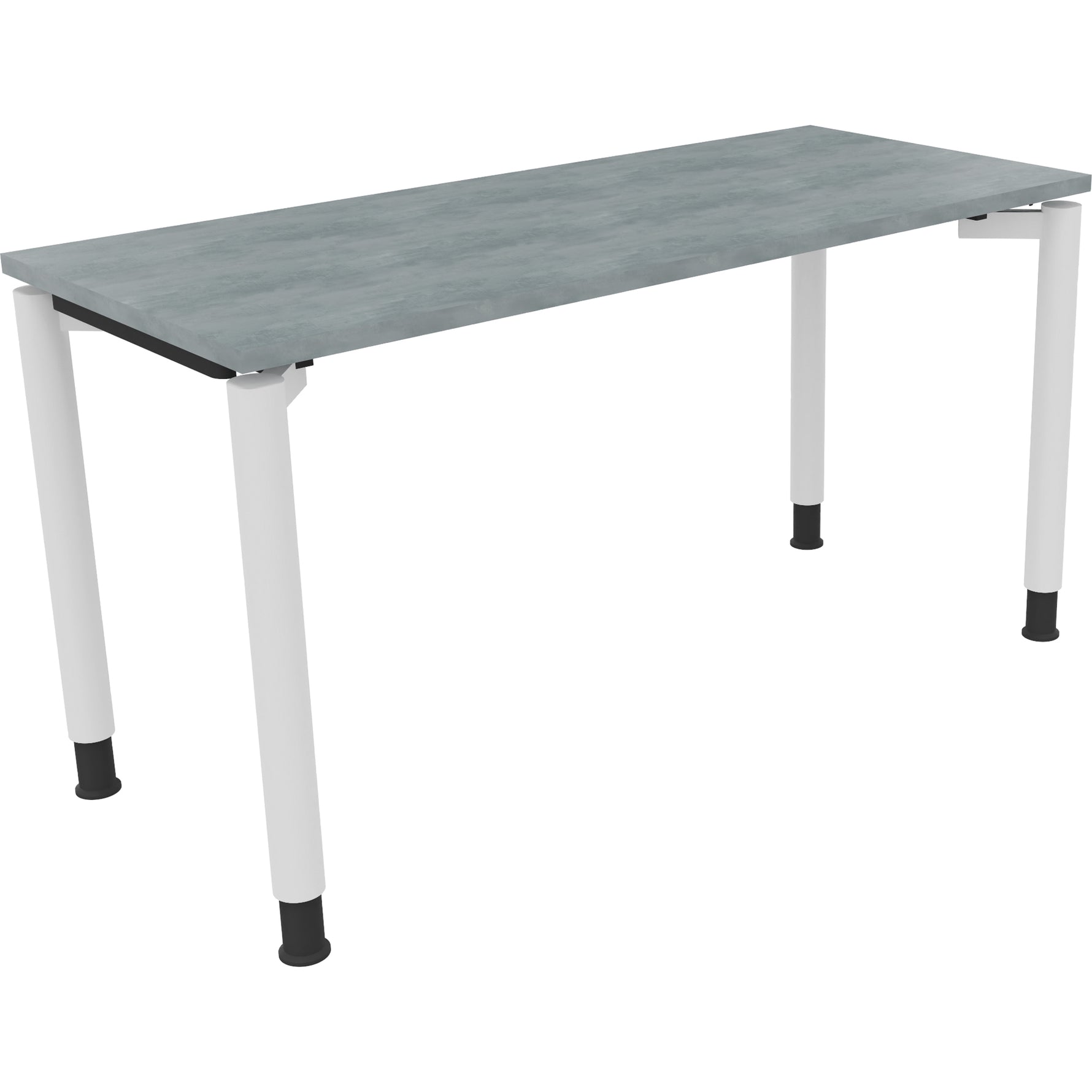 Neutralware Schreibtisch all in one 1.400 x 680-820 x 600 mm (B x H x T) Vierfuß Rundrohr beton hell – Produktbild 3