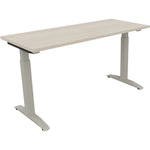 Neutralware Schreibtisch all in one 1.400 x 650-850 x 600 mm (B x H x T) Flachkufe Quadratrohr akazie hell – Produktbild
