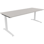Neutralware Schreibtisch all in one 1.800 x 650-850 x 700 mm (B x H x T) Flachkufe Quadratrohr lichtgrau – Produktbild 3