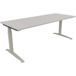 Neutralware Schreibtisch all in one 1.800 x 650-850 x 700 mm (B x H x T) Flachkufe Quadratrohr lichtgrau – Produktbild 2