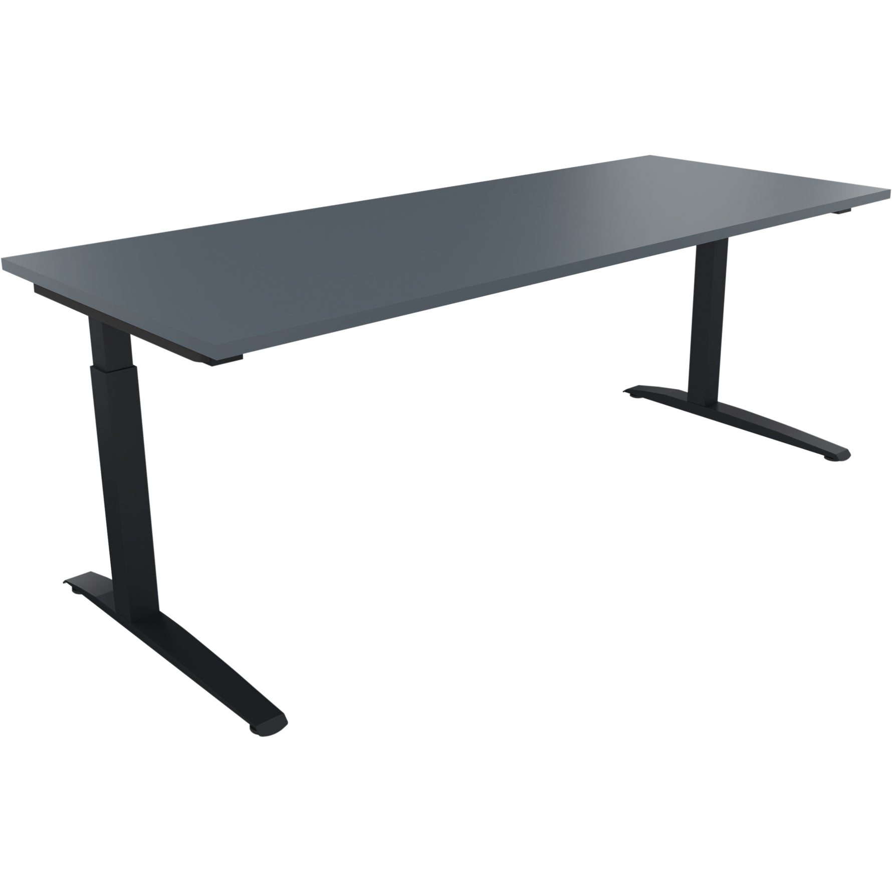 Neutralware Schreibtisch all in one 2.000 x 650-850 x 800 mm (B x H x T) Flachkufe Quadratrohr lavagrau
