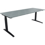 Neutralware Schreibtisch all in one 2.000 x 650-850 x 800 mm (B x H x T) Flachkufe Quadratrohr beton hell