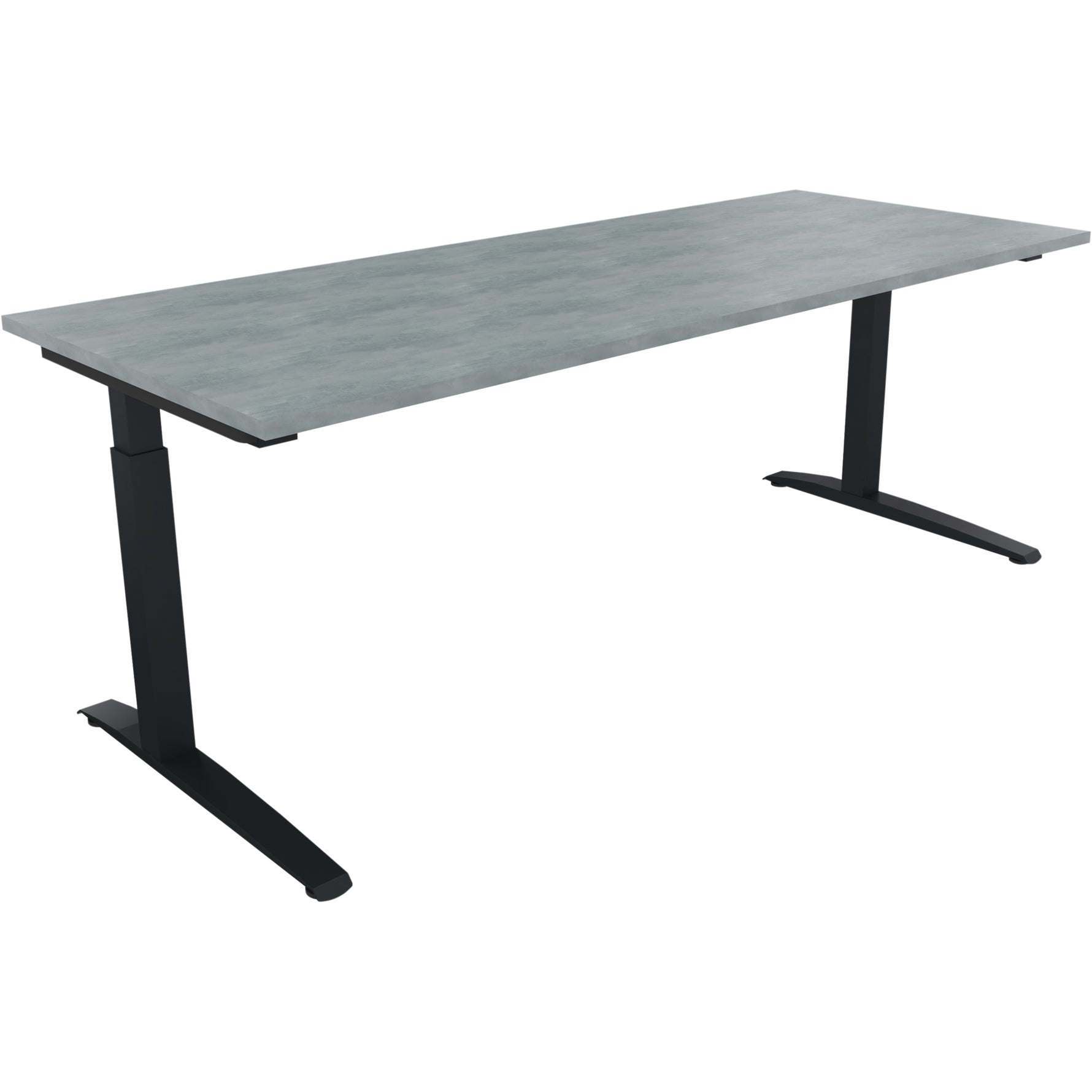 Neutralware Schreibtisch all in one 2.000 x 650-850 x 800 mm (B x H x T) Flachkufe Quadratrohr beton hell