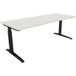 Neutralware Schreibtisch all in one 2.000 x 650-850 x 800 mm (B x H x T) Flachkufe Quadratrohr diamantweiß