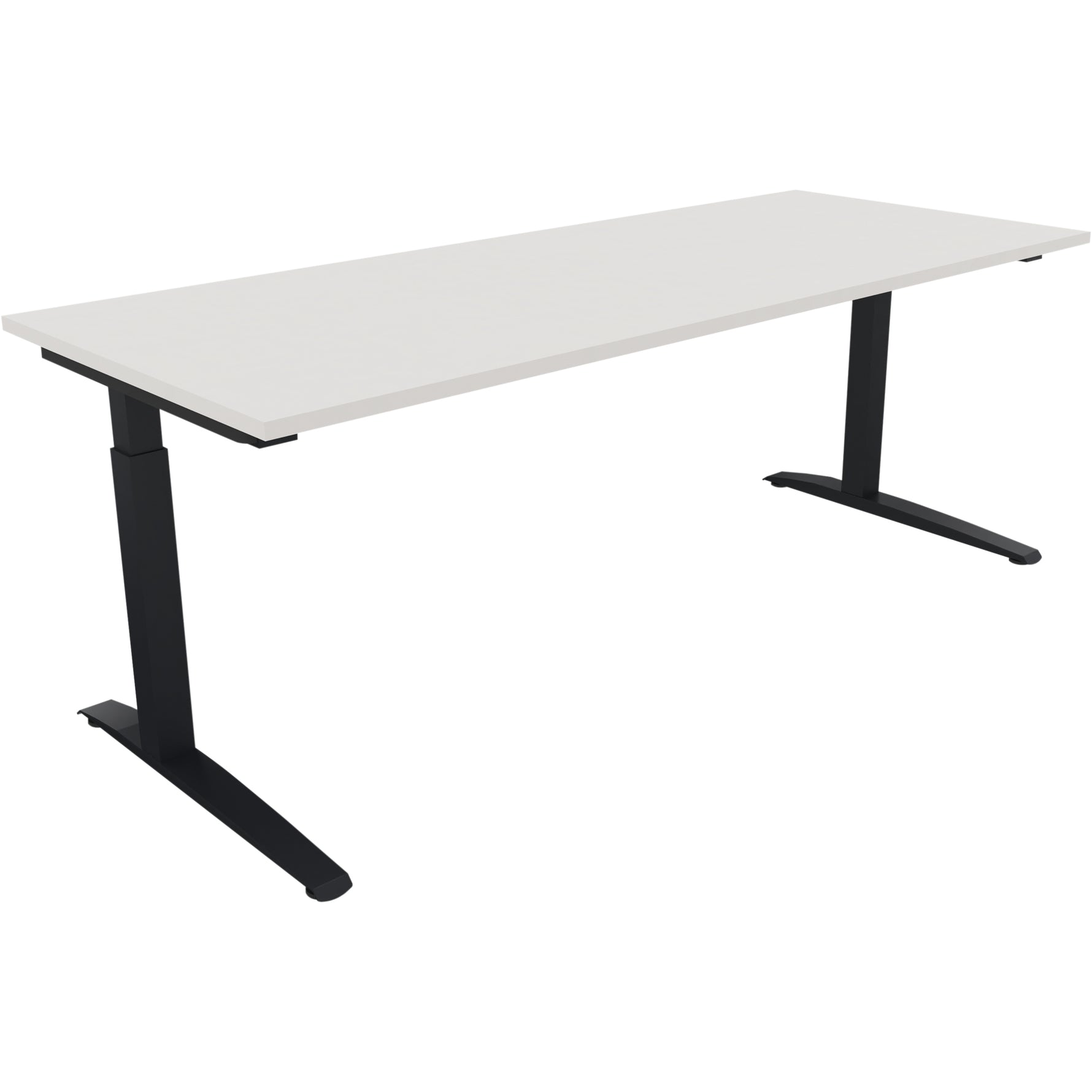 Neutralware Schreibtisch all in one 2.000 x 650-850 x 800 mm (B x H x T) Flachkufe Quadratrohr diamantweiß