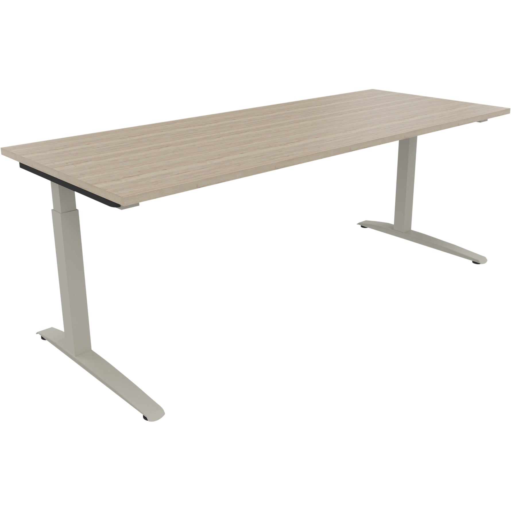 Neutralware Schreibtisch all in one 2.000 x 650-850 x 800 mm (B x H x T) Flachkufe Quadratrohr eiche natur – Produktbild