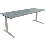 Neutralware Schreibtisch all in one 2.000 x 650-850 x 800 mm (B x H x T) Flachkufe Quadratrohr beton hell – Produktbild