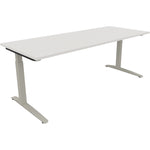 Neutralware Schreibtisch all in one 2.000 x 650-850 x 800 mm (B x H x T) Flachkufe Quadratrohr diamantweiß – Produktbild