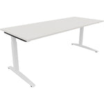 Neutralware Schreibtisch all in one 2.000 x 650-850 x 800 mm (B x H x T) Flachkufe Quadratrohr diamantweiß – Produktbild