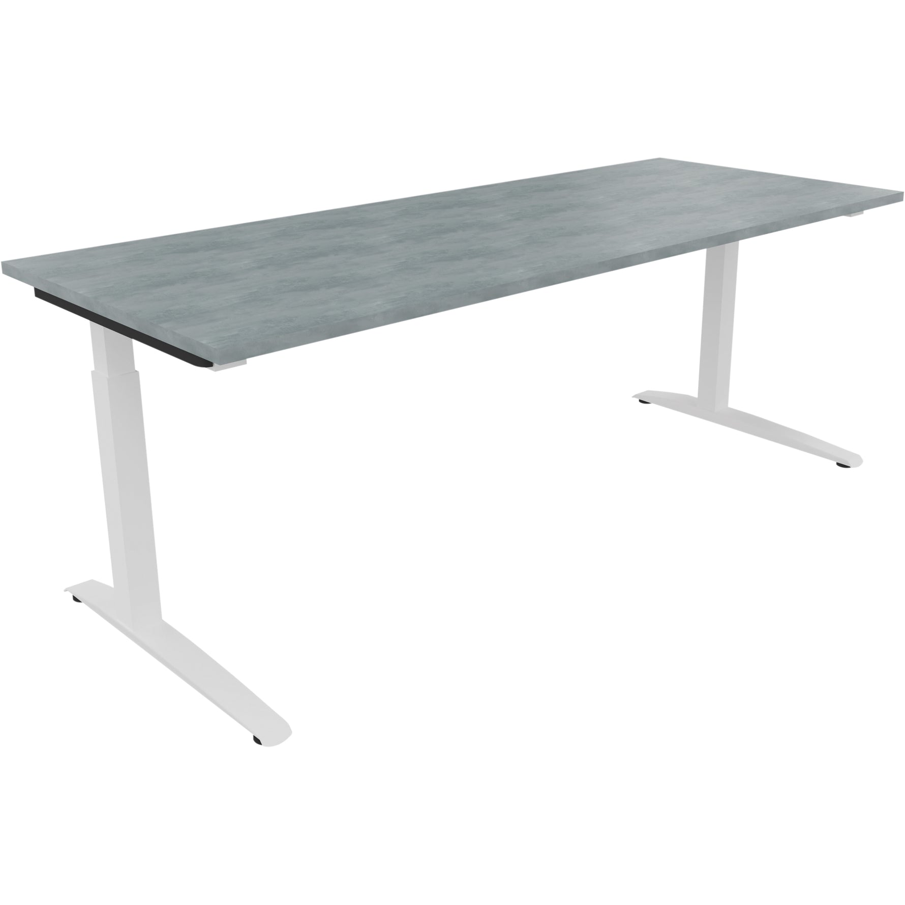 Neutralware Schreibtisch all in one 2.000 x 650-850 x 800 mm (B x H x T) Flachkufe Quadratrohr beton hell – Produktbild