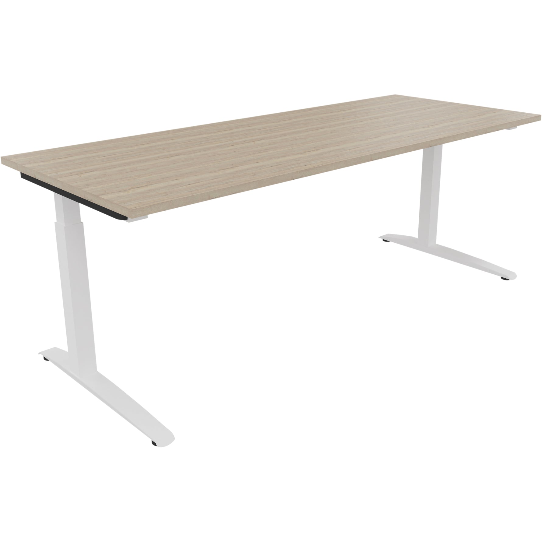 Neutralware Schreibtisch all in one 2.000 x 650-850 x 800 mm (B x H x T) Flachkufe Quadratrohr eiche natur – Produktbild