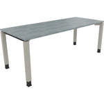 Neutralware Schreibtisch all in one 2.000 x 680-820 x 800 mm (B x H x T) Vierfuß Quadratrohr beton hell – Produktbild 2