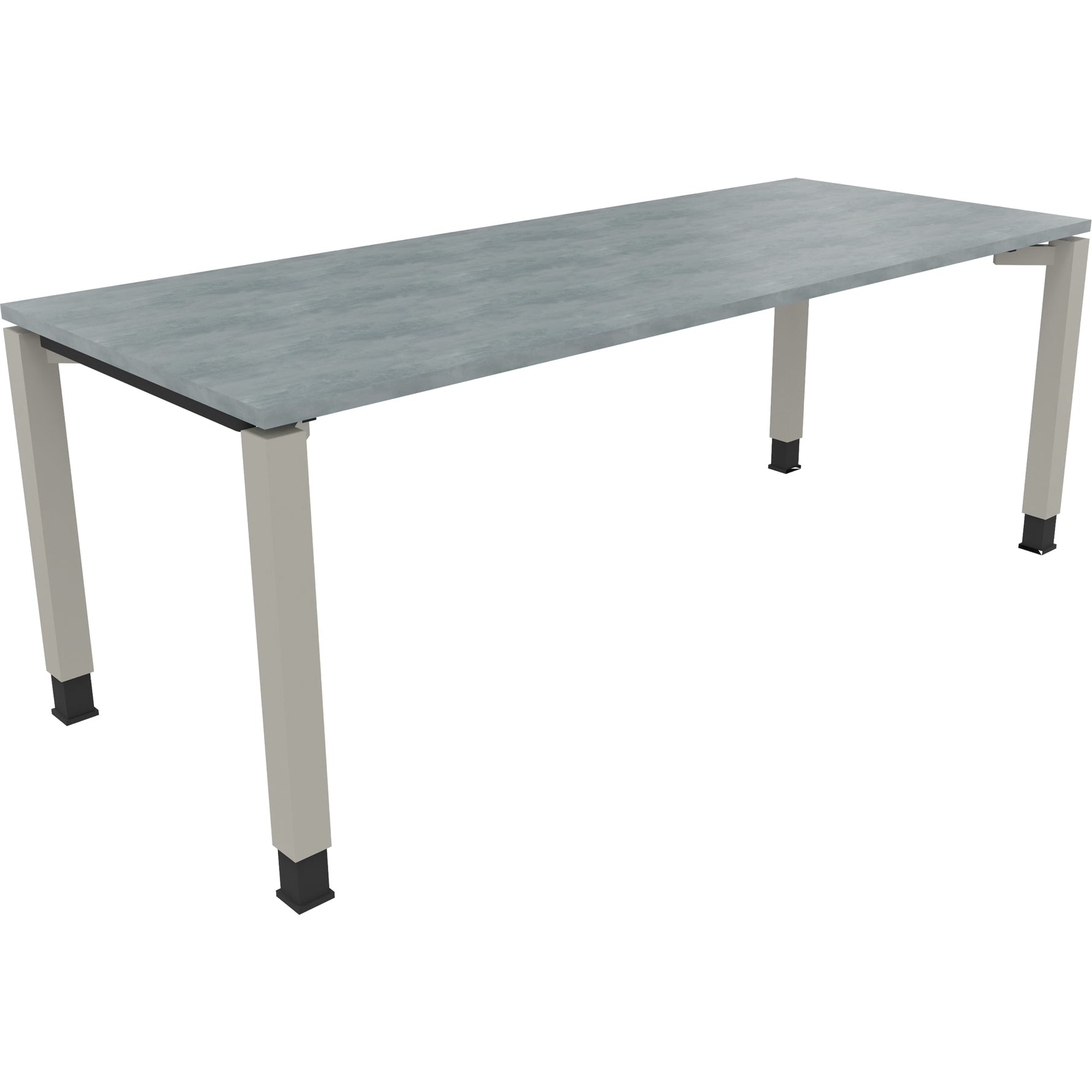 Neutralware Schreibtisch all in one 2.000 x 680-820 x 800 mm (B x H x T) Vierfuß Quadratrohr beton hell – Produktbild 2