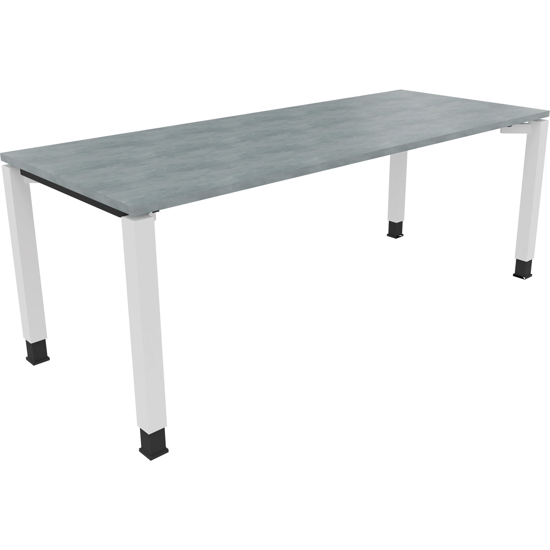 Neutralware Schreibtisch all in one 2.000 x 680-820 x 800 mm (B x H x T) Vierfuß Quadratrohr beton hell – Produktbild 3