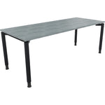 Neutralware Schreibtisch all in one 2.000 x 680-820 x 800 mm (B x H x T) Vierfuß Rundrohr beton hell