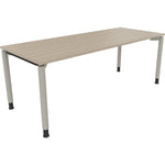 Neutralware Schreibtisch all in one 2.000 x 680-820 x 800 mm (B x H x T) Vierfuß Rundrohr eiche natur – Produktbild 2