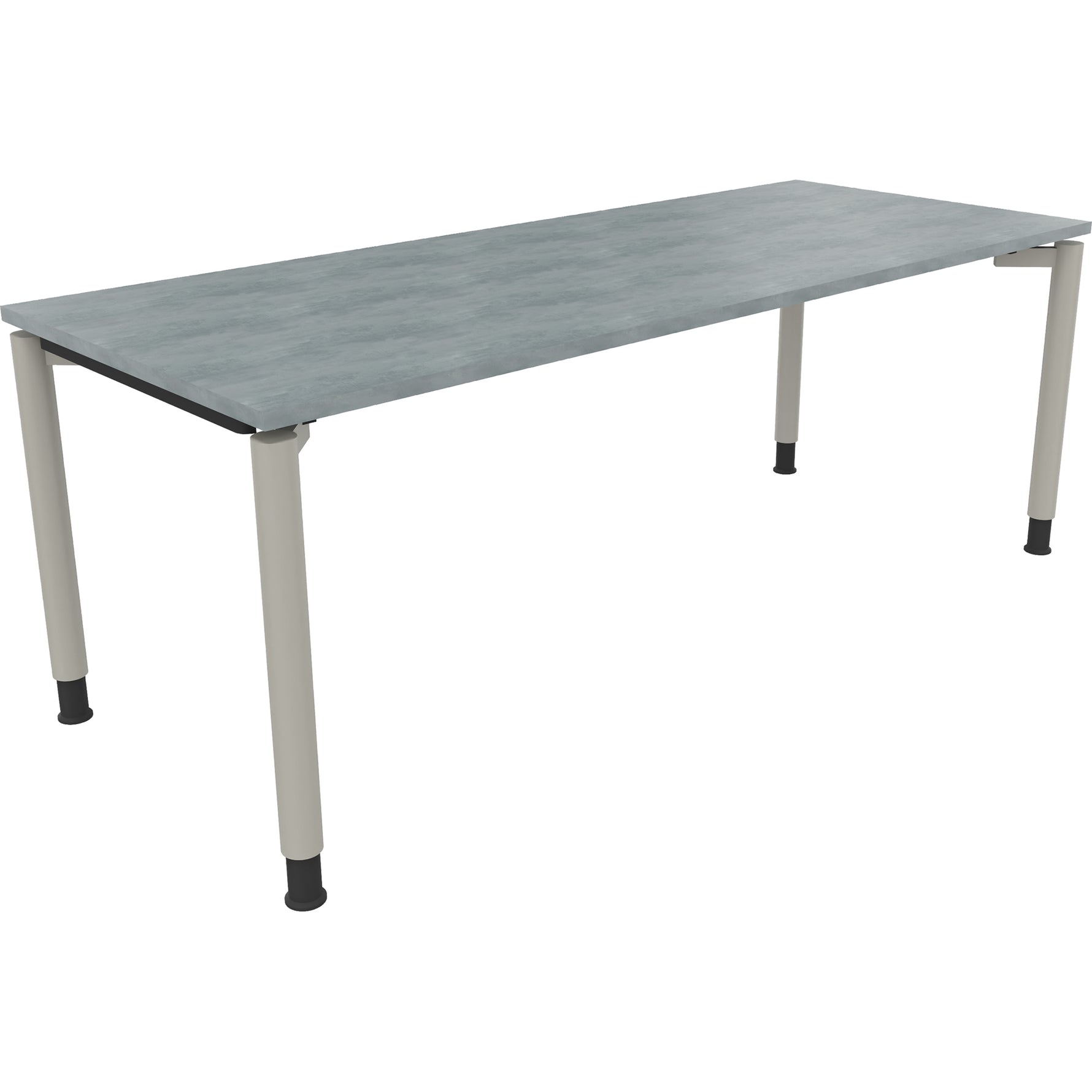 Neutralware Schreibtisch all in one 2.000 x 680-820 x 800 mm (B x H x T) Vierfuß Rundrohr beton hell – Produktbild 2