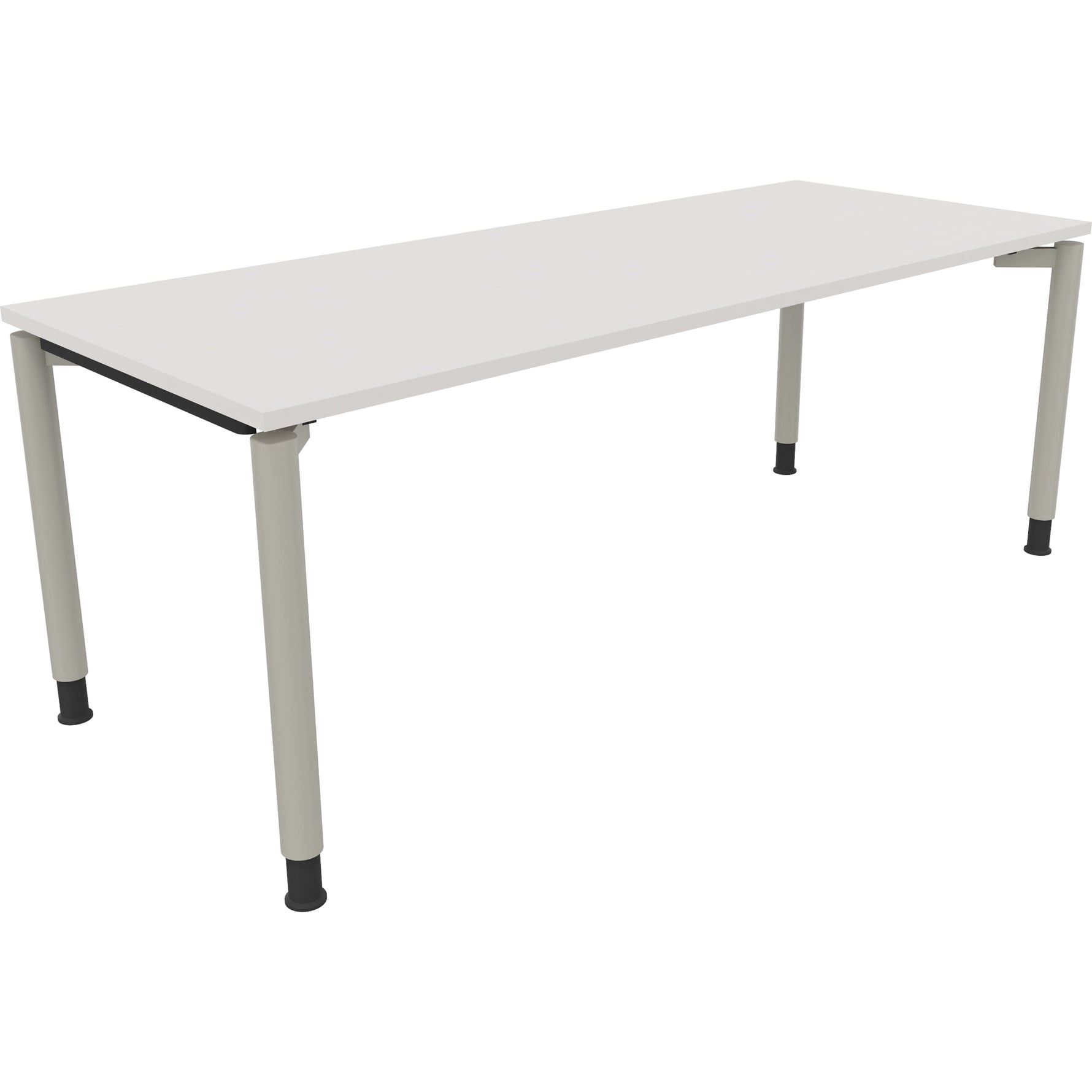 Neutralware Schreibtisch all in one 2.000 x 680-820 x 800 mm (B x H x T) Vierfuß Rundrohr diamantweiß – Produktbild 2