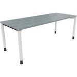 Neutralware Schreibtisch all in one 2.000 x 680-820 x 800 mm (B x H x T) Vierfuß Rundrohr beton hell – Produktbild 3