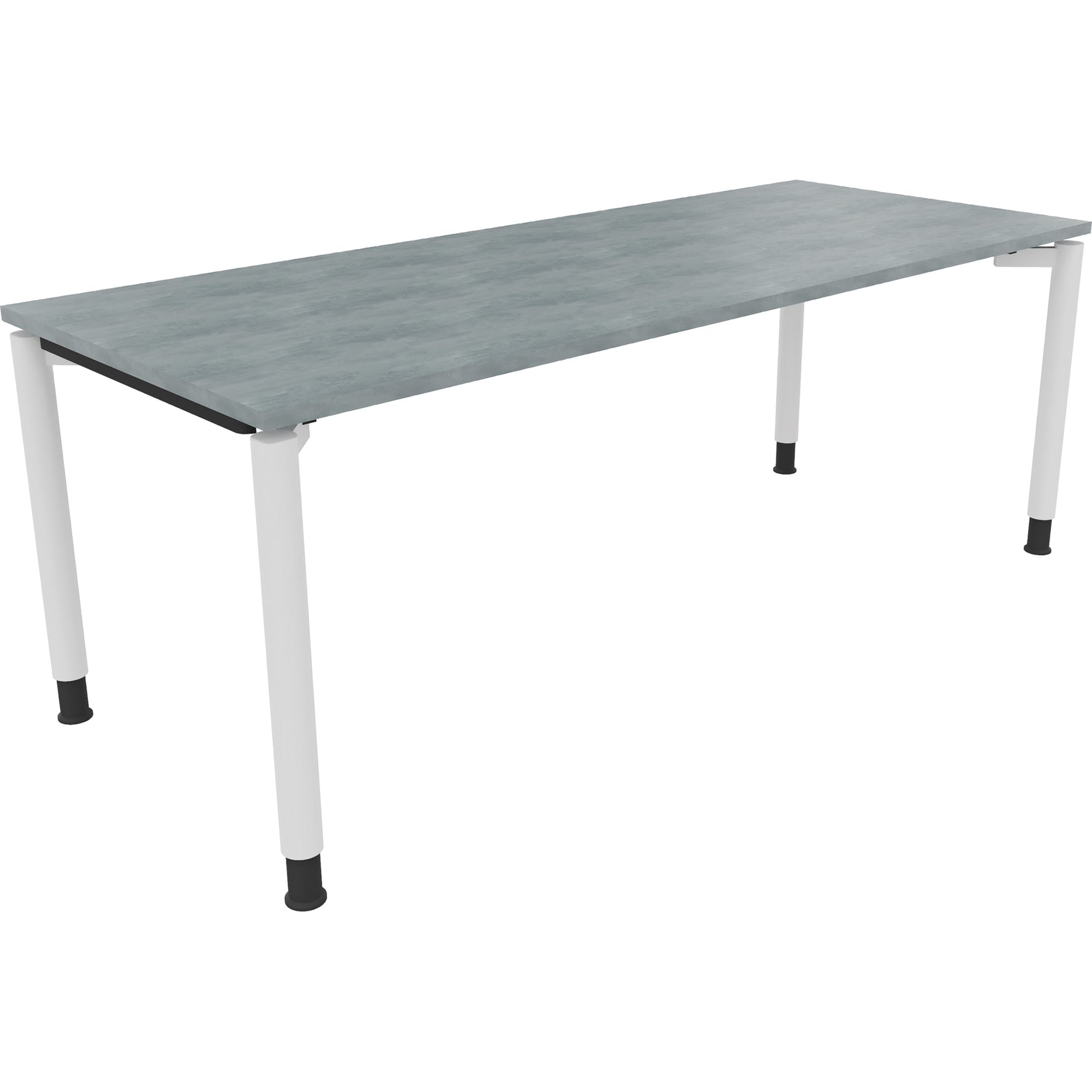 Neutralware Schreibtisch all in one 2.000 x 680-820 x 800 mm (B x H x T) Vierfuß Rundrohr beton hell – Produktbild 3