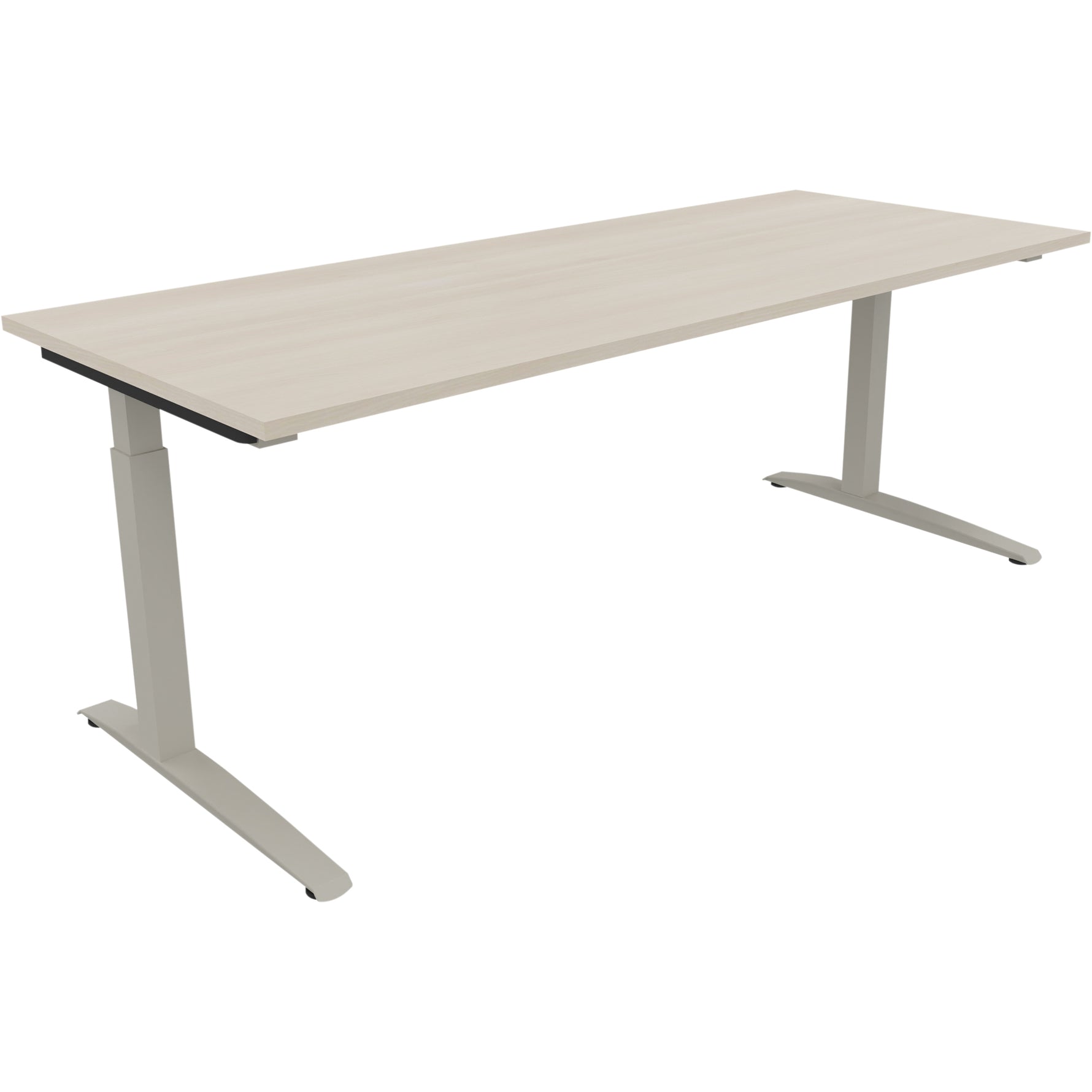 Neutralware Schreibtisch all in one 2.000 x 650-850 x 800 mm (B x H x T) Flachkufe Quadratrohr akazie hell – Produktbild