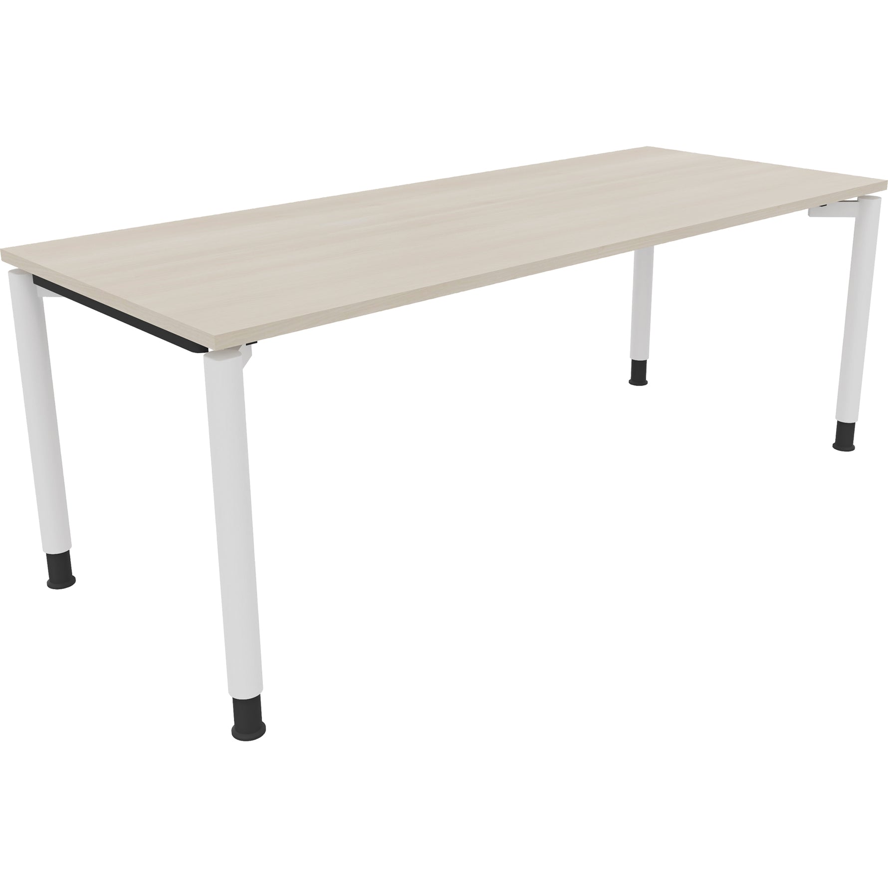 Neutralware Schreibtisch all in one 2.000 x 680-820 x 800 mm (B x H x T) Vierfuß Rundrohr akazie hell – Produktbild 3