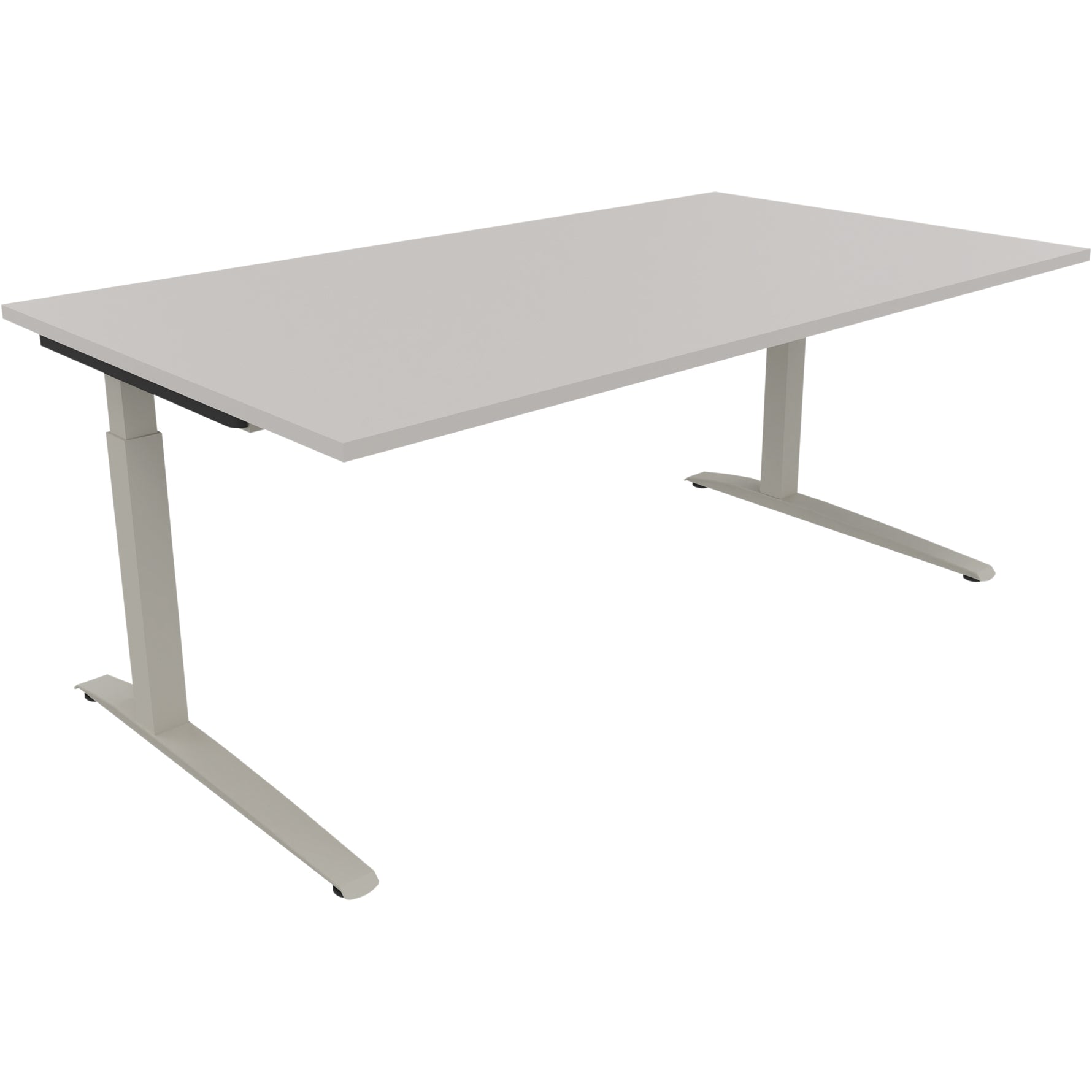 Neutralware Schreibtisch all in one 1.600 x 650-850 x 700 mm (B x H x T) Flachkufe Quadratrohr lichtgrau – Produktbild 2