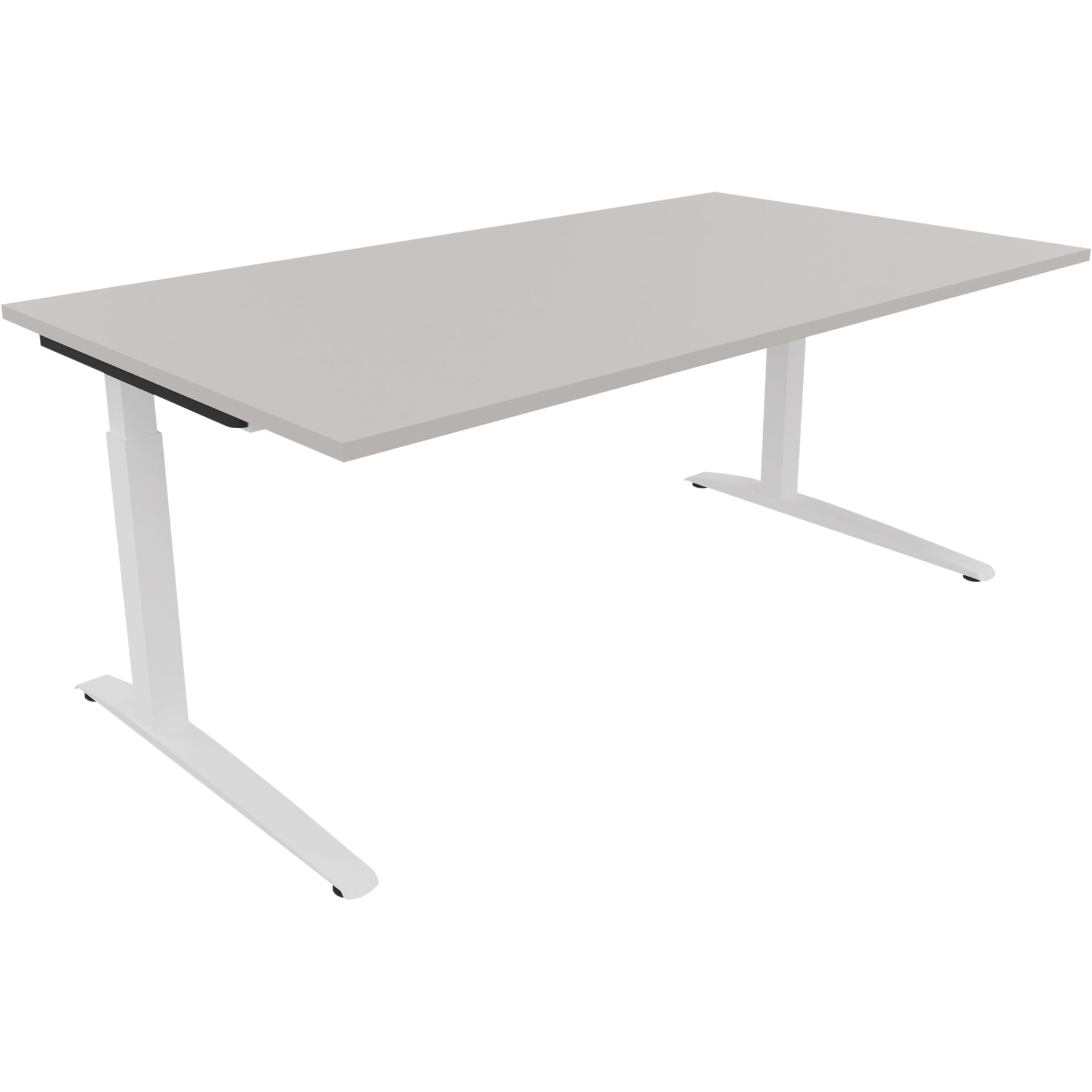 Neutralware Schreibtisch all in one 1.600 x 650-850 x 700 mm (B x H x T) Flachkufe Quadratrohr lichtgrau – Produktbild 3