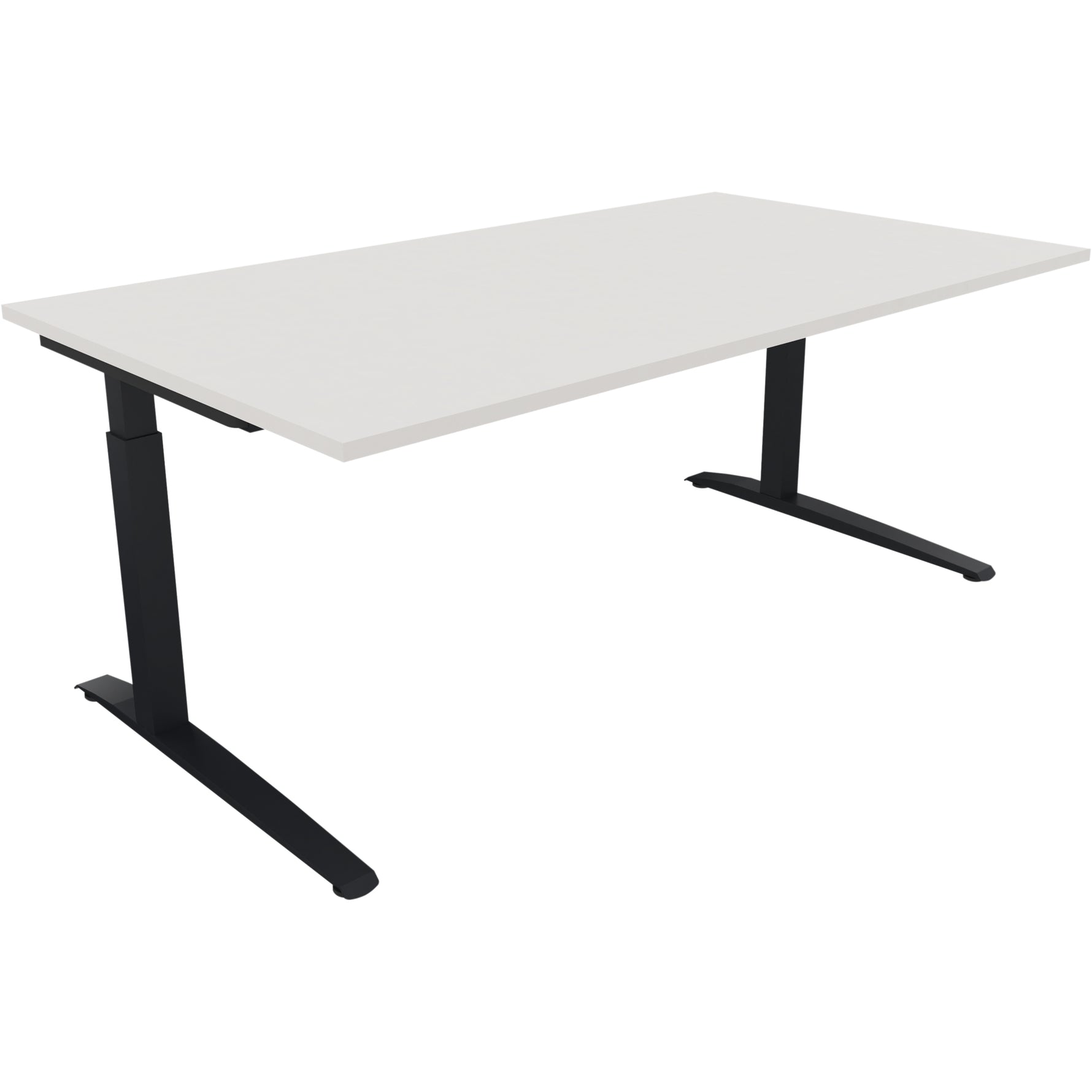 Neutralware Schreibtisch all in one 1.800 x 650-850 x 1.000 mm (B x H x T) Flachkufe Quadratrohr diamantweiß –