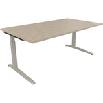 Neutralware Schreibtisch all in one 1.800 x 650-850 x 1.000 mm (B x H x T) Flachkufe Quadratrohr eiche natur –