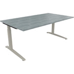 Neutralware Schreibtisch all in one 1.800 x 650-850 x 1.000 mm (B x H x T) Flachkufe Quadratrohr beton hell –