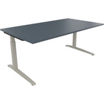 Neutralware Schreibtisch all in one 1.800 x 650-850 x 1.000 mm (B x H x T) Flachkufe Quadratrohr lavagrau – Produktbild